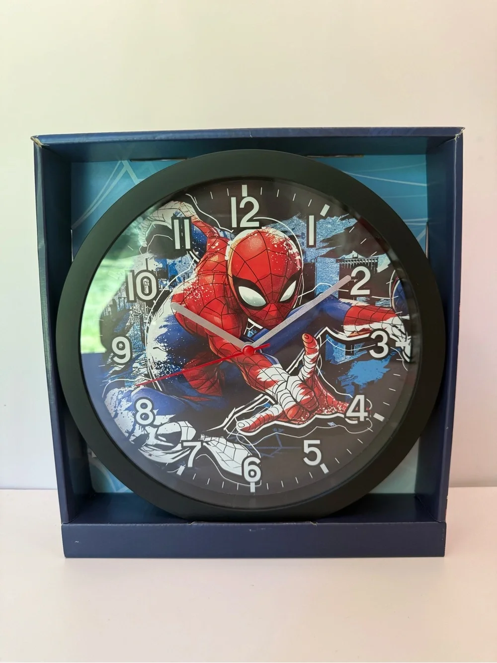 NIB Spider-Man Red & Blue Wall Clock Battery Operated